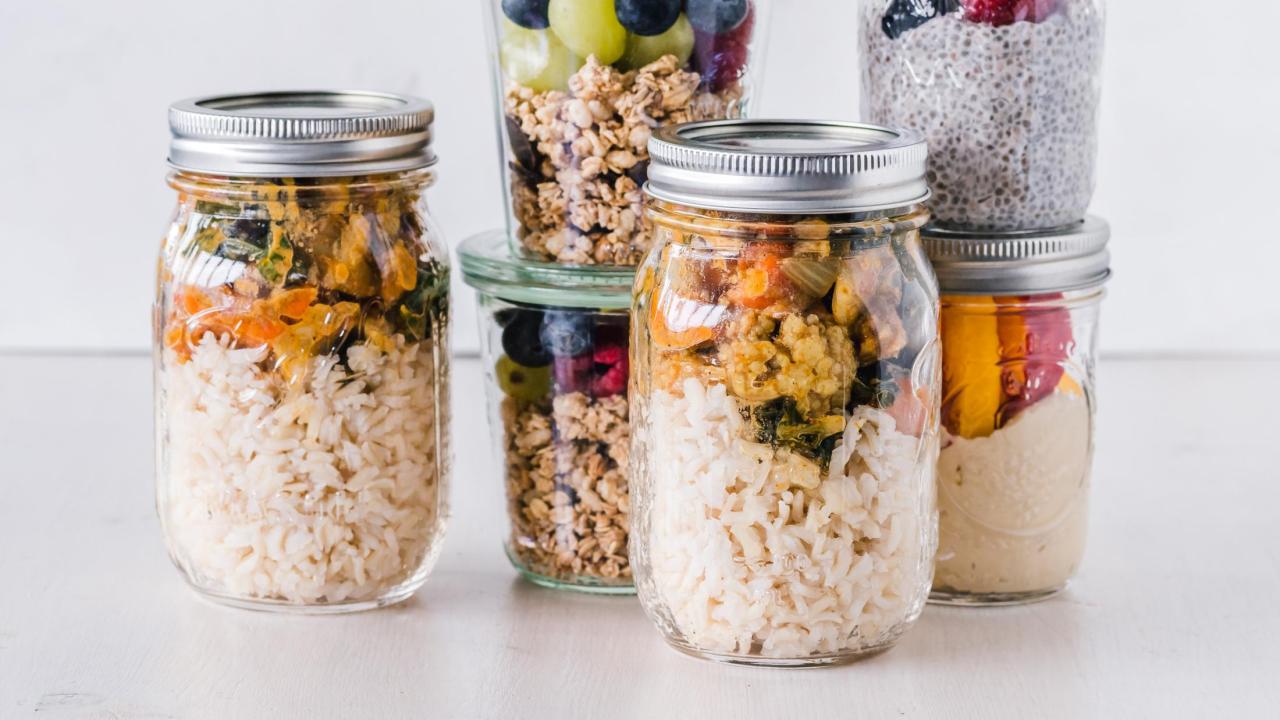 packed meals in jars