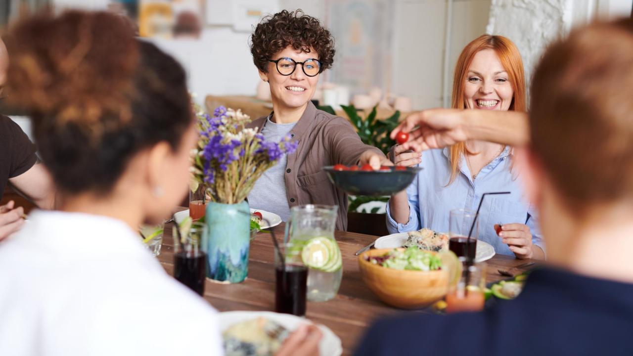 people sharing food